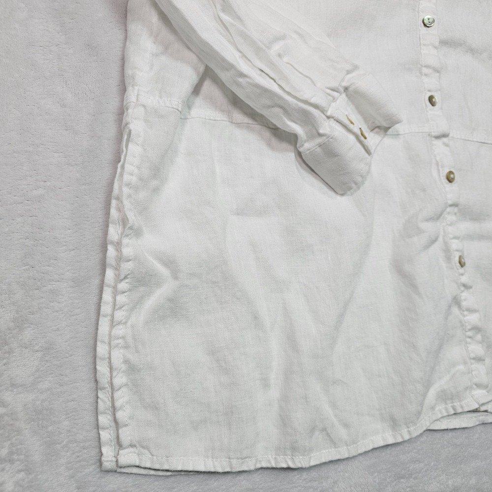 Tahari Tunic Shirt Women's L 100% Linen Long Sleeve Button Up Casual Blouse Top - Picture 6 of 10